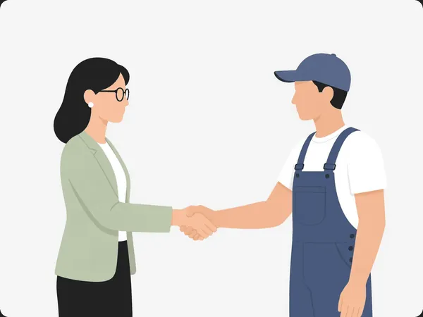 Kundin und geprüfter AWL-Partner per Handschlag